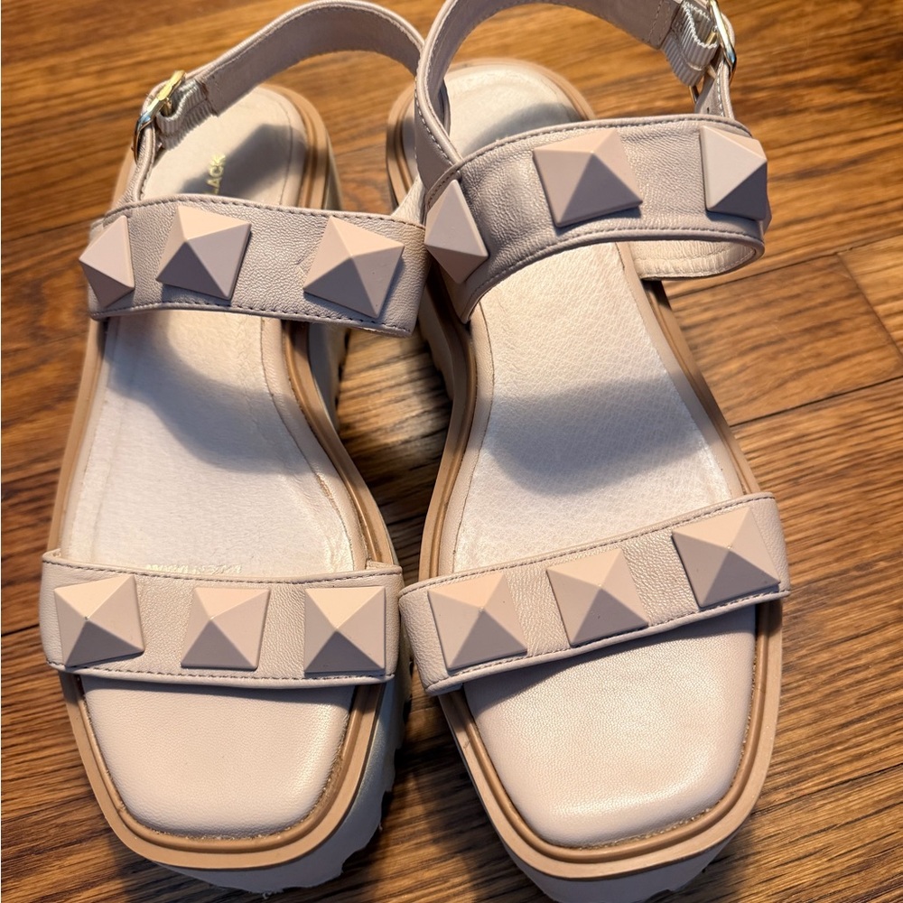 Black Label Nude Pyramid-Stud Women's Sandals